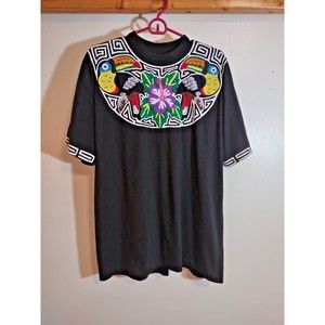 Galapago Women's XL Black Vintage Shirt Embroidered Single Stitch Streetwear